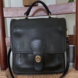 Vintage Coach 5130 Black Leather Station Shoulder Bag Purse Made In The USA